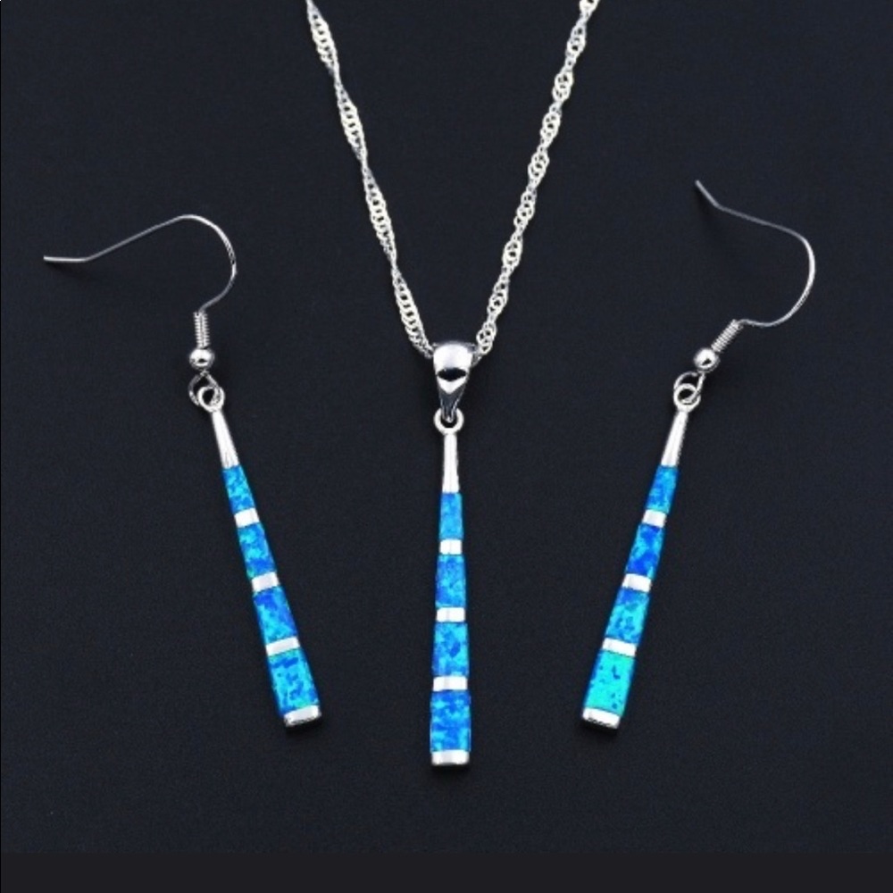 SOLD NWT Beautiful .925 Opal Necklace and Earrings